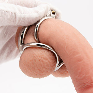 Chastity Training ring with Balls Support - Locking Double Cock ring - Oxy-shop