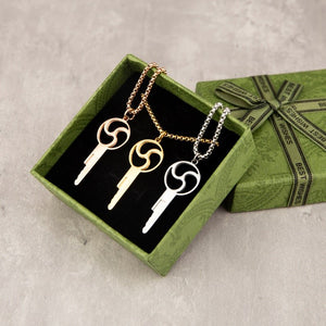 Triskelion Chastity Key Necklace - Gold & Steel - Oxy-shop