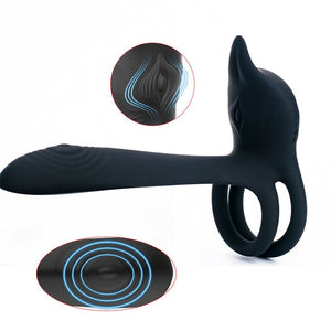Vibrating Dual Cock Ring - Vagina G Spot Massager - Oxy-shop