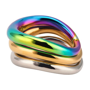 Ergonomic Steel, Gold or Rainbow cock ring - Oxy-shop