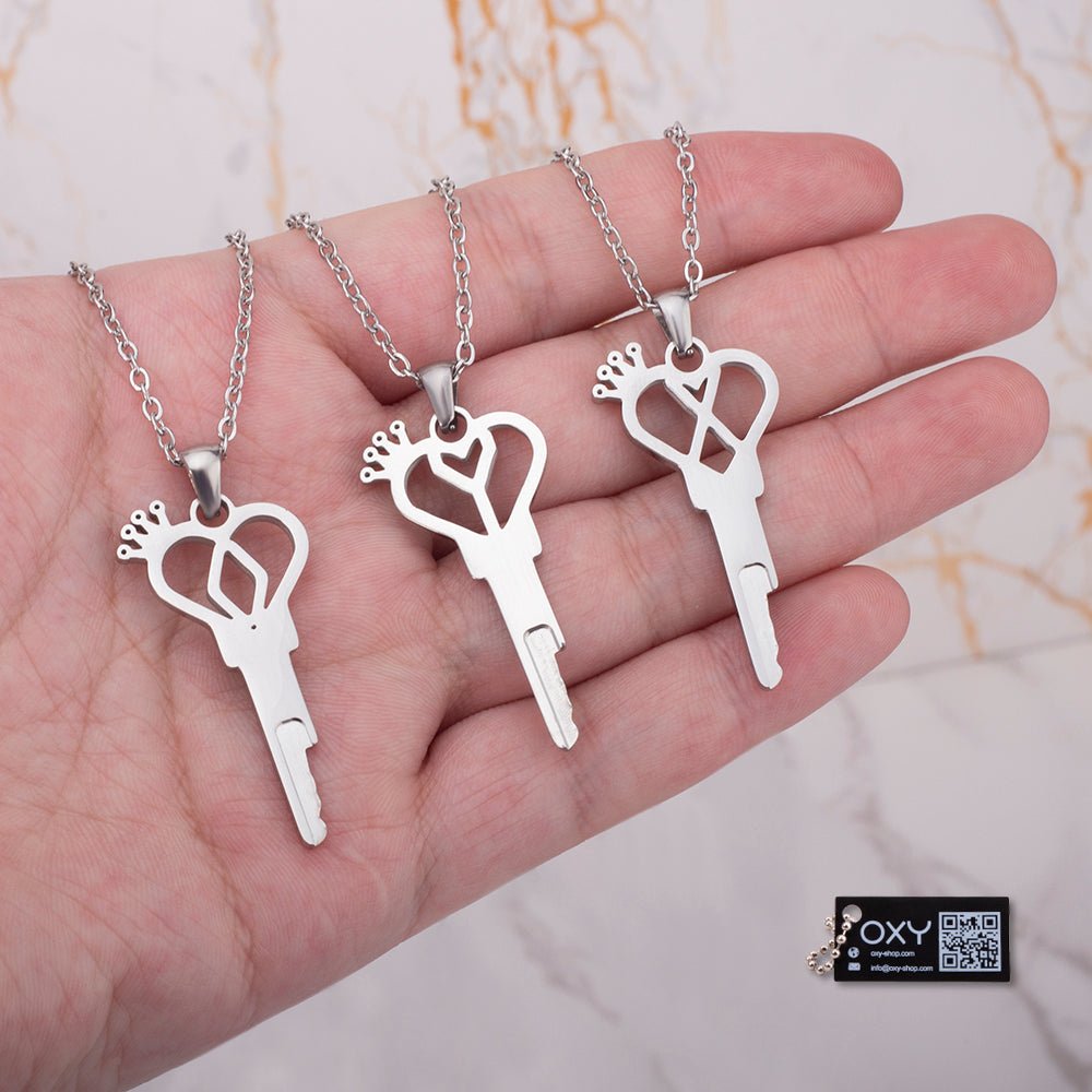 Queen Heart Shaped Key Necklace - Personalized Letters - Oxy - shop