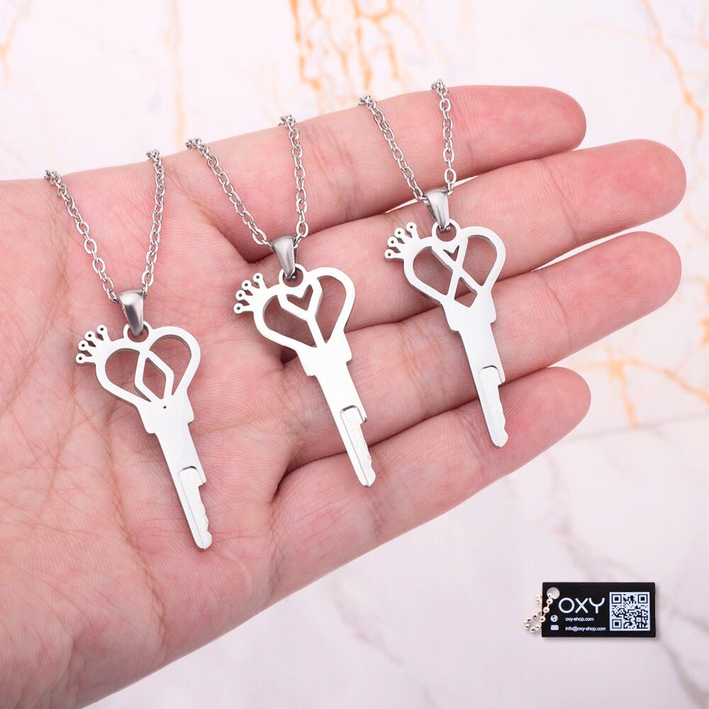 Queen Heart Shaped Key Necklace - Personalized Letters - Oxy - shop