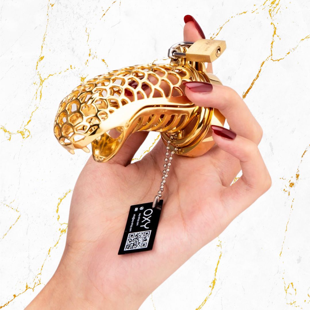 24K Gold Dragon Chastity FLAT Ring 3.34" / 85mm - Oxy-shop