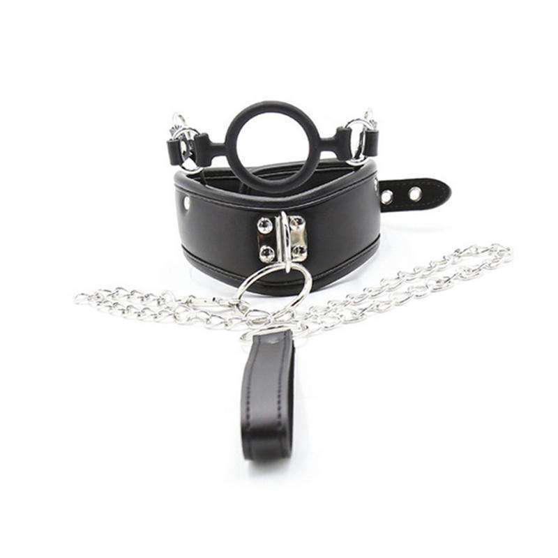 Collar with leash & O-ring Open Mouth - Oxy-shop