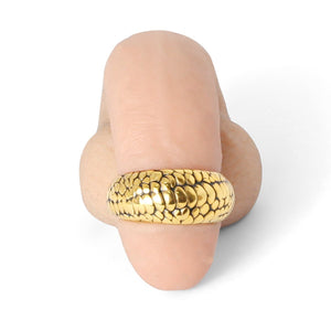 Dragon Scales Glans ring - Steel & 24K Gold - Oxy-shop