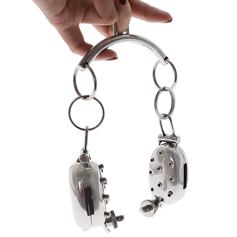 Stainless Steel Evil Ball Stretcher with Spiked Crusher BDSM New Ball  stretchers for Men's Testicles