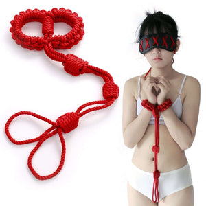 Handcuffs Shibari Rope Restraints on Leash - BDSM bondage aesthetic gear - Oxy-shop