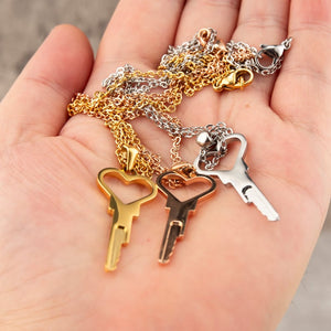 💝 Heart Shaped Key Necklace for chastity - Gold & Steel - Oxy-shop