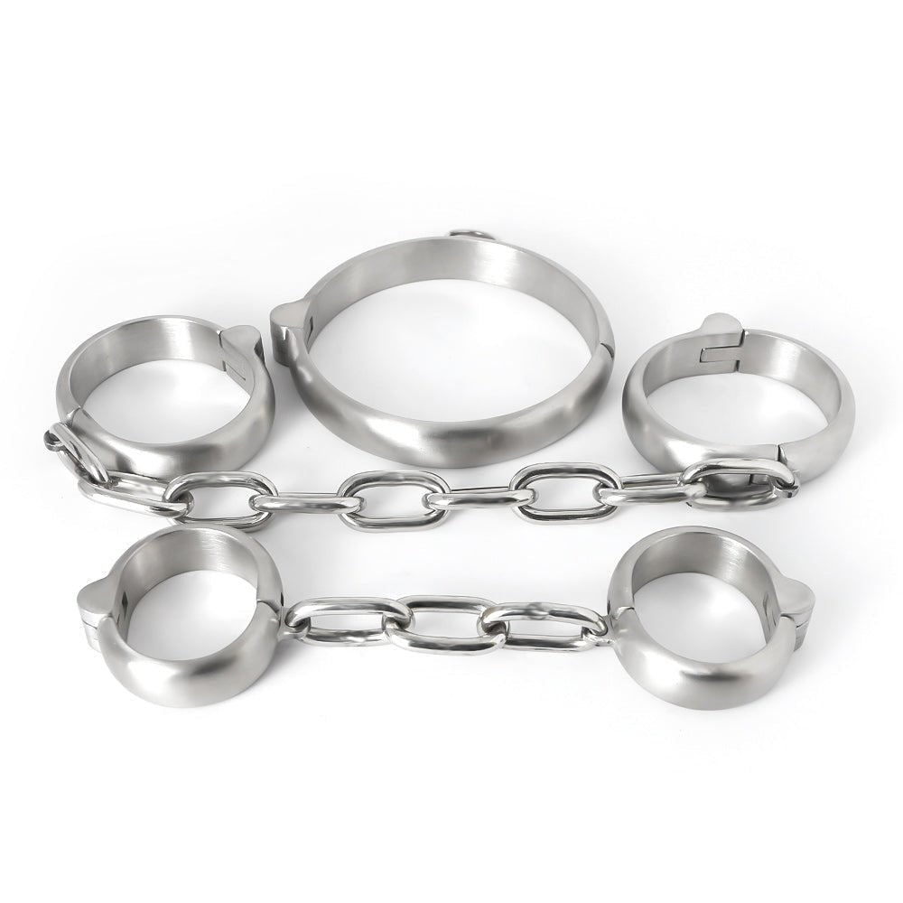 Heavy Metal BDSM restraint Set - Collar & ankle cuffs - Oxy-shop