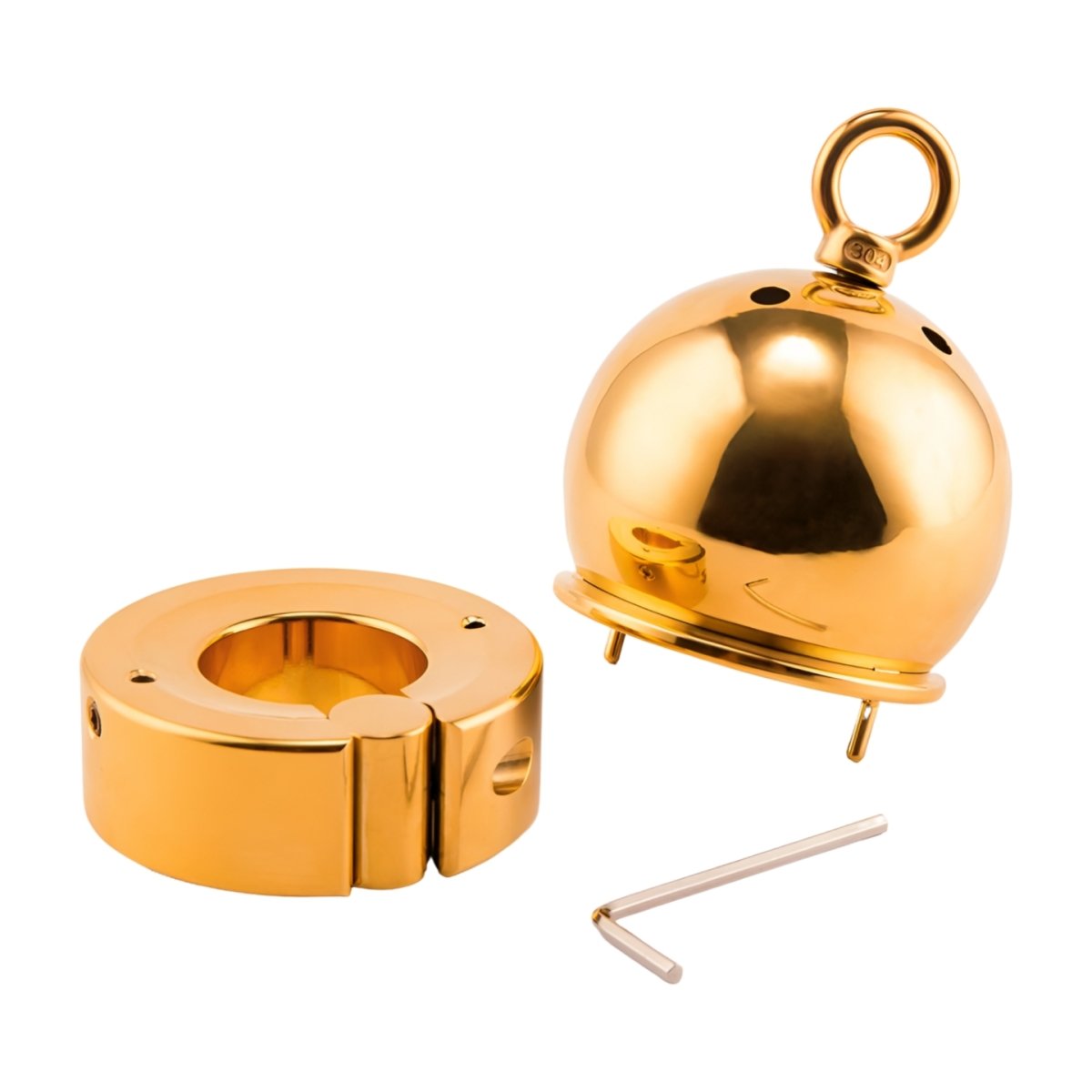 Gold Heavy Ball Stretcher Penis Cock Ring Metals Scrotum Testicle