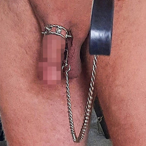 Spiked Penis Ring with a Leash - Oxy-shop