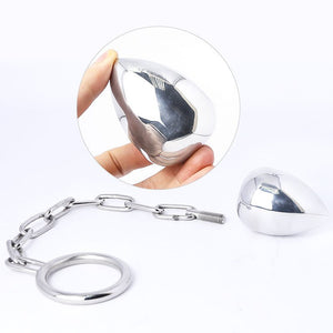 Steel Anal Plug + Chained Cock Ring - Oxy-shop