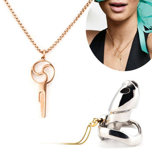 Triskelion Chastity Key Necklace - Gold & Steel - Oxy-shop